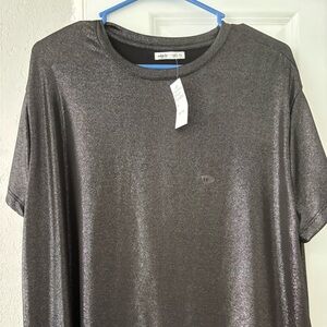 Maurices Shimmering Silver Short Sleeve Tee